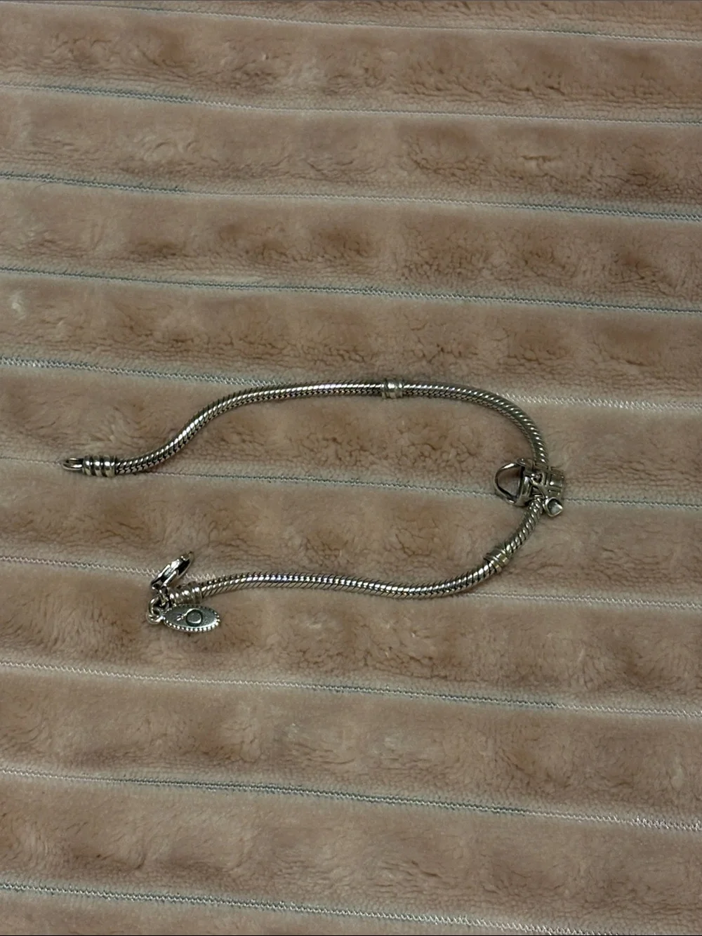 Pandora Silver Snake Chain Bracelet with Dangle Charms